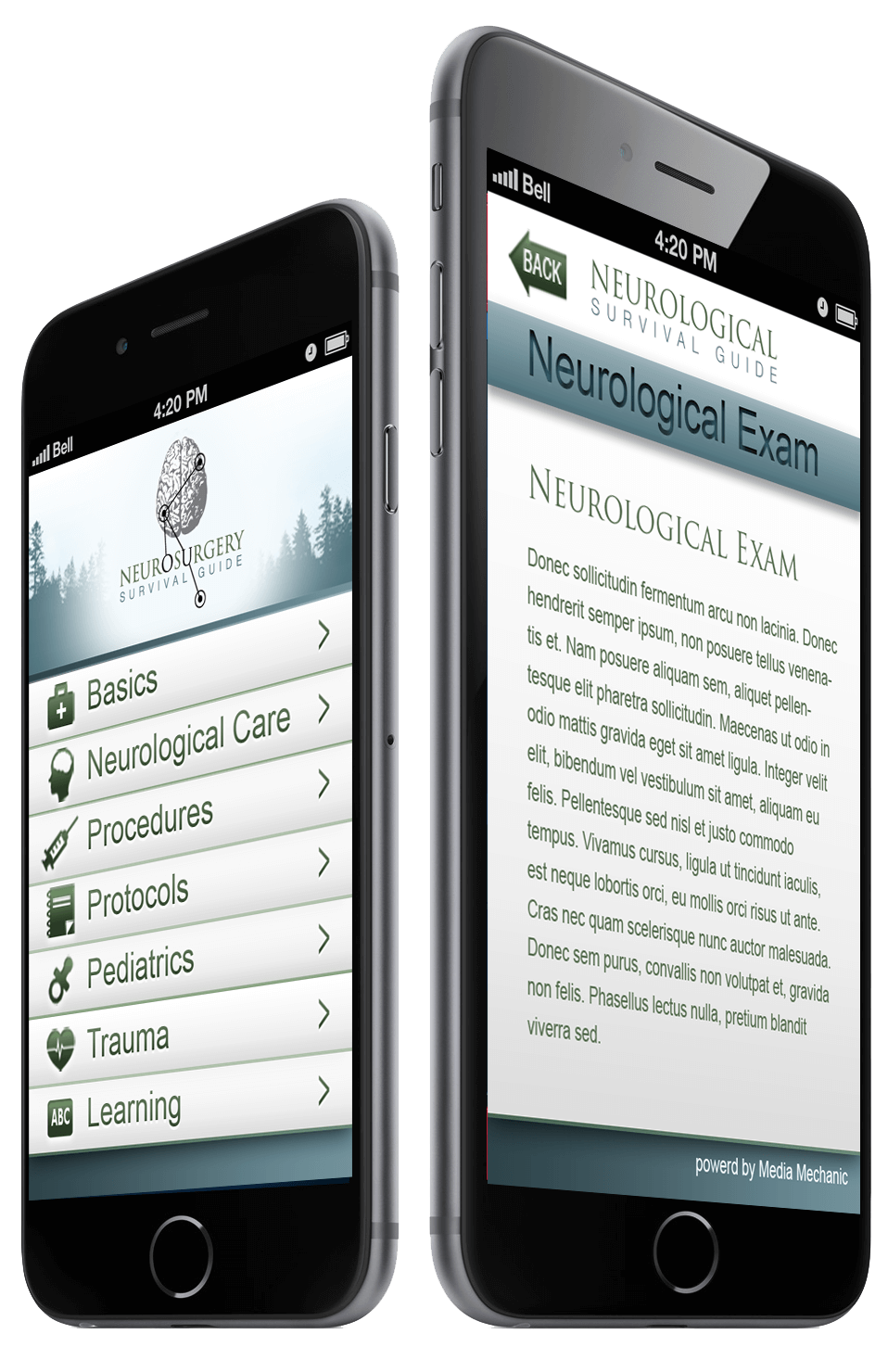 Mobile App Portfolio: neurosurgery survival guide ios & android app