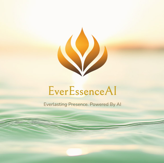 EverEssenceAI brand graphic with a gold flame and soft green water