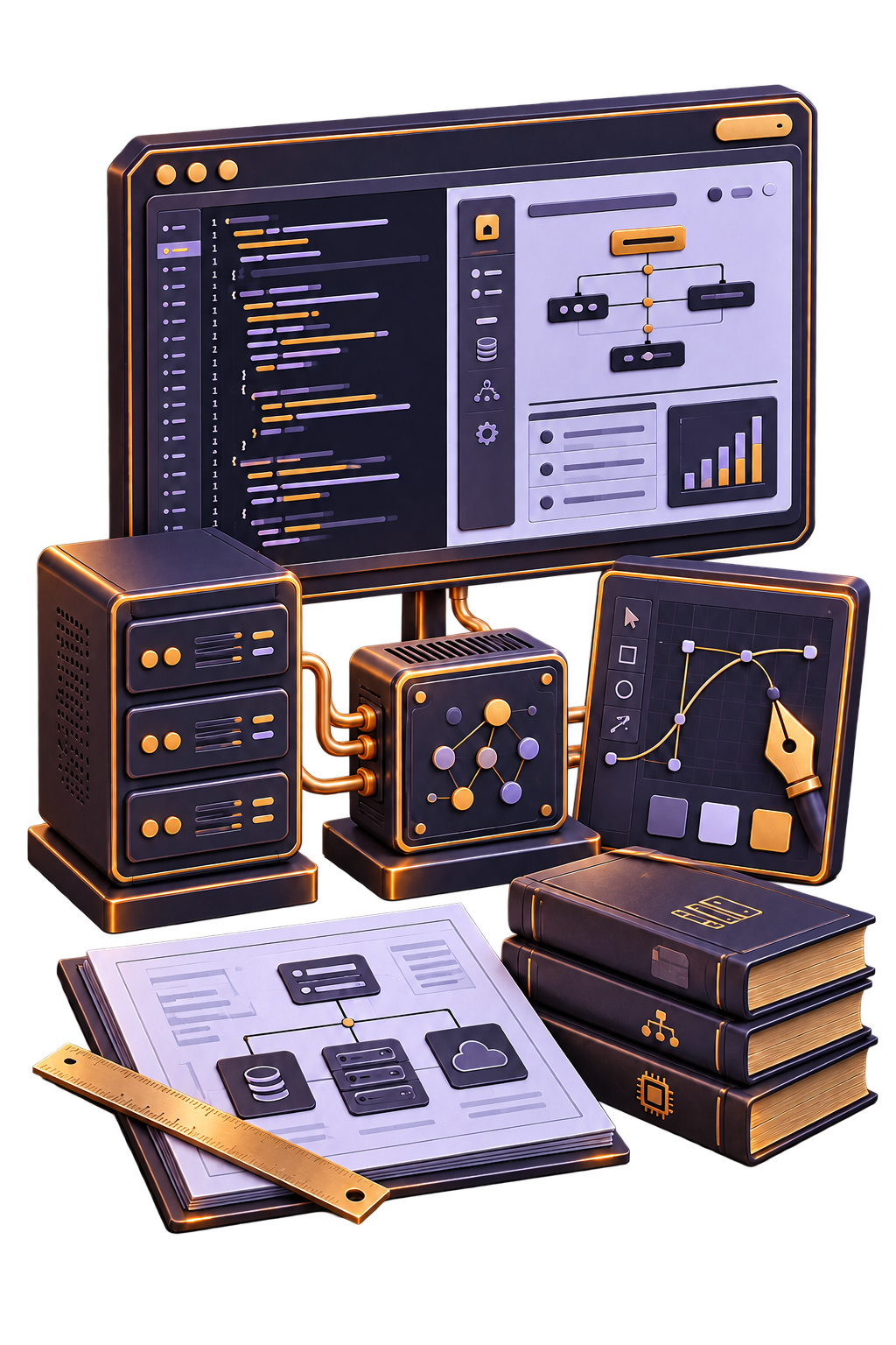 Software, design and server engineering illustration