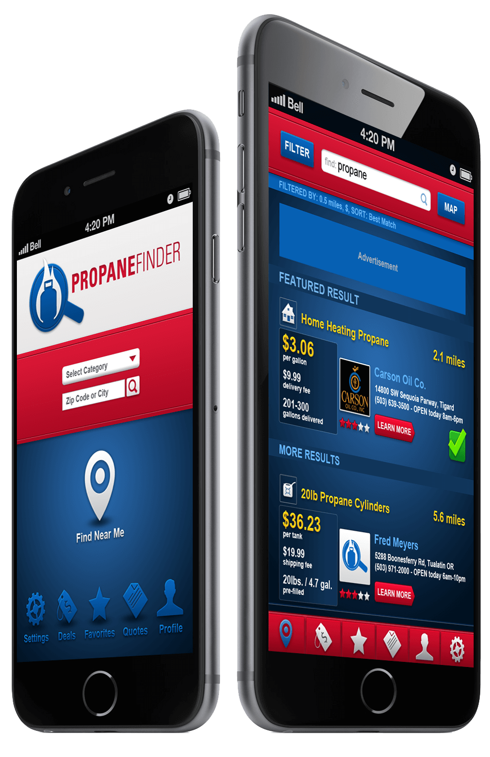 PropaneFinder iOS & Android App with Website