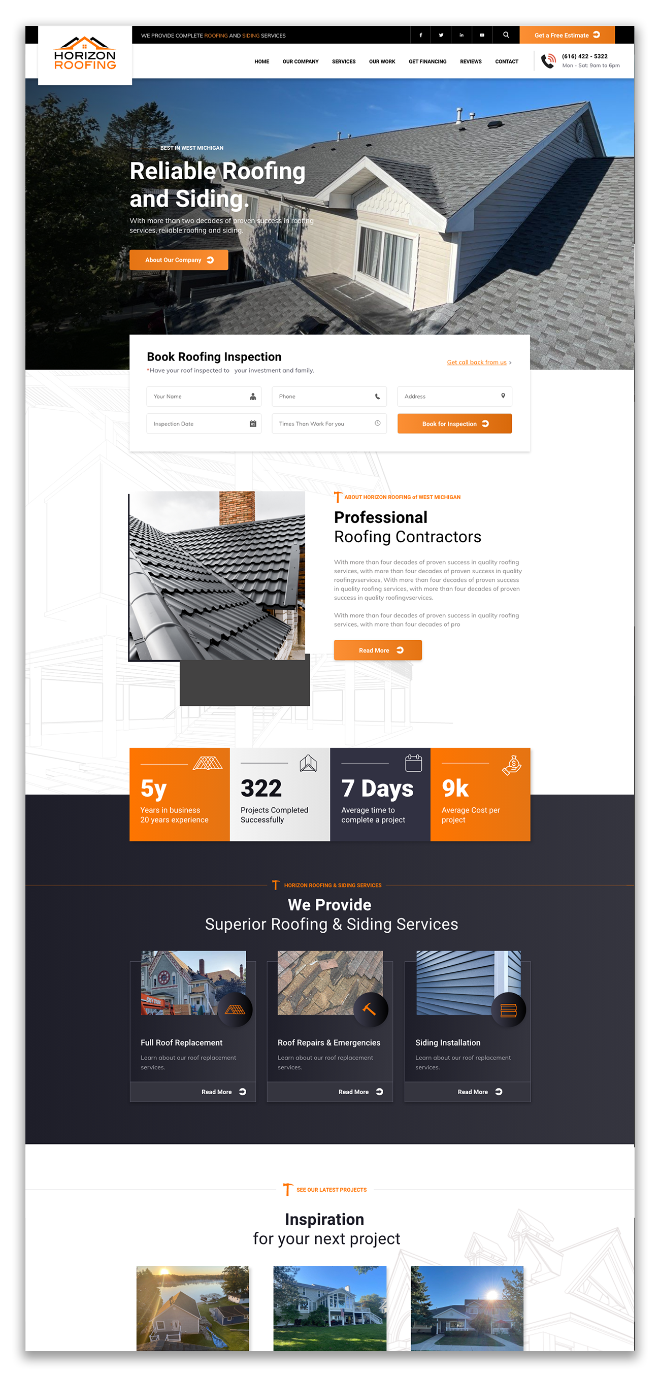 Horizon Roofing Website Design
