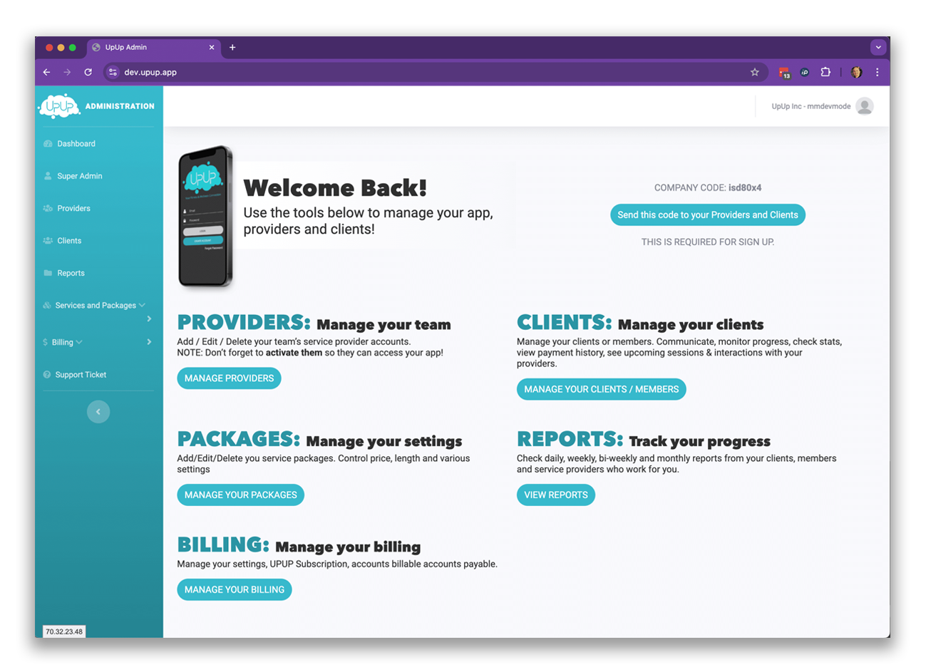 UpUp Web Application & Mobile Apps — additional project screen