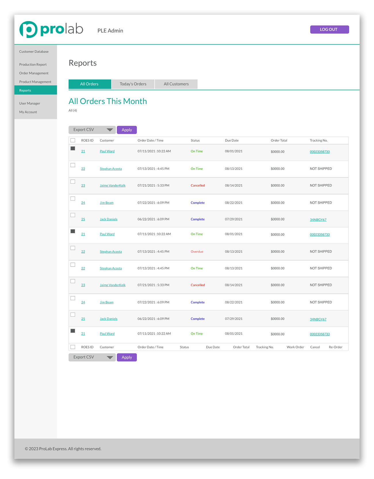 ProLab Express Web Ordering System — additional project screen
